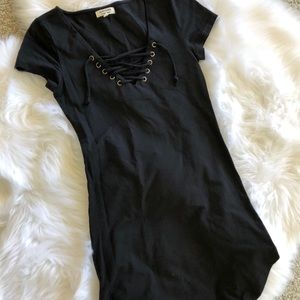 Black Lace Up Dress